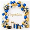 EDIESI, Palloncini Blu, 52 Pz + 2 Nastri, Decorazioni Compleanno, Palloncini Oro, Buon Compleanno, Battesimo Bambino, Comunione, Laurea, Blu Metallizzato