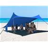BESTSET Tenda parasole da spiaggia, 3,5 x 3,5 m, protezione solare UPF50+, antivento, stabile, per esterni, per campeggio, pesca, divertimento in cortile o picnic, 2 pali