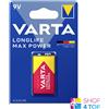 VARTA Longlife Max Power Batteria Alcalina 9V 6LR61 MN1604 Allarme Fumo