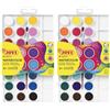 JOVI - Scatola di Acquerelli con Pennello, 24 vaschette da 22mm, Colori Brillanti e Intensi, Pittura facile da diluire con acqua e ad asciugatura rapida, Senza Glutine (800/24) (Confezione da 2)