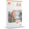 Nobo Cornice per Poster Autoportante in Acrilico, Senza Cornice, Bifacciale, Supporto da Scrivania Integrato, in Formato A4 - Trasparente