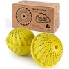 Hinrichs 2x Sfera per Lavatrice - Sfera per Bucato Ecologica con Perle di Ceramica - Lavaggio senza detersivo - Per circa 1500 lavaggi - Sfere per Lavatrice con Odore di Limone (Giallo)