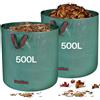 Zanfqvo Sacchi per Rifiuti da Giardino Resistenti, 2 x 500 l Sacchi Giardinaggio