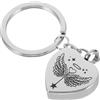 Durable Silver Titanium Steel Pet Urn Pendant Heart Charm Key Chain for Ashes