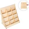 Solid Bamboo Wood Postcard Stand Multi Tiered Greeting Card Organizer