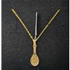 FMF Pendente E Catena Oro 18K 750 Mls. Racchetta Da Tennis. 16,5 MM. Rif C194/2158