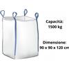 Big Bag Polipropilene 90x90x120cm 1000 1500kg 4 Bretelle Valvola Fondo Chiuso UV