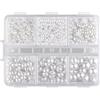 SAVITA 3000 Pezzi 2/3/4/5/6/8mm Perle Semicircolari Bianche, Mezze Perle Cabocho