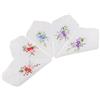 5 pezzi Fazzoletti da bagno in cotone ricamato a fiori bianchi Hanky 02