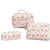 Garvee Set di mini beauty case imbottiti, grande capacità, per viaggi, uso quotidiano e attività all'aperto, 3 misure, colore ciliegia