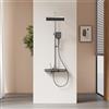 EMKE Colonna doccia termostatica, doccia a pioggia e doccia manuale, altezza regolabile 816-1146 mm, antracite opaco, set doccia con ripiano in vetro, 1146 x 450 x 480 mm