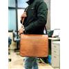 CHAO RAN Borsa Da Lavoro Uomo In Pelle Marrone Laptop 37x28x10cm Tracolla