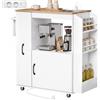HOMCOM Carrello da Cucina con Presa di Corrente, Mobile con Ruote, Bianco