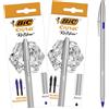 BIC Cristal Re'New, Penne a Sfera Ricaricabile in Metallo, Colore Blu e (n2X)