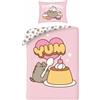 HALANTEX PUSHEEN YUM Mangia Budino SET LETTO Gatto Emoticon COPRIPIUMINO Cotone 140x200