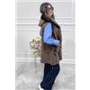 Smanicato Montone Eco Double Face Gilet Lungo Scamosciato Cappuccio Donna VEQUE
