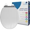 Croydex - Portland always Fits Never Slips Slow Close Toilet Seat, legno, bianco, 45.5 x 37.5 x 6 cm