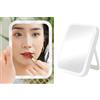 USB Makeup Cosmetic Rotante Specchio Touch Screen Bianco Tre Colori Luce