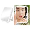 USB Makeup Cosmetic Rotante Specchio Touch Screen Bianco Tre Colori Luce