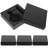4Pcs Mens Watch Box Black Reusable Pocket Watch Storage Case for Display