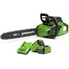 Greenworks GD40CS18K2X - Motosega 40V 40cm con 2x2Ah Batteria e Caricatore 2A