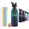 Mulbijeo Borraccia in acciaio inox 500 ML senza BPA, borraccia per bambini, borraccia termica doppia parete anti‑perdita, bottiglia d'acqua con cannuccia, acciaio inox 18/8