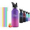 Mulbijeo Borraccia in acciaio inox 500 ML senza BPA, borraccia per bambini, borraccia termica doppia parete anti‑perdita, bottiglia d'acqua con cannuccia, acciaio inox 18/8