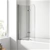 EMKE Pannello doccia per vasca da bagno, 110 x 140 cm, 2 pezzi, pieghevole, per vasca da bagno, divisorio doccia da 6 mm, in vetro di sicurezza