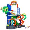 Hot Wheels City Ultimate T-Rex Garage e 2 macchinine | Pista con 2 veicoli in scala 1:64, con dinosauro nemico, spazio per oltre 50 auto e camion, JHL98