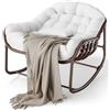 SEDIA A DONDOLO UOVO RATTAN CON CUSCINO POLTRONA RELAX ESTERNI INTERNI GIARDINO
