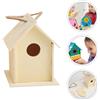 Wooden Bird Nest House for Decoration DIY Craft Kit Khaki Solid Wood