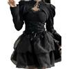 Abito Gotico in Pizzo Spalline Regolabili Abito a Canotta con Gonna in Tulle