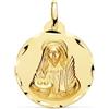FMF Pendente Oro 18k 750 Mls. Medaglia Santa Lucia 22 Mm. 3,35 Grammi