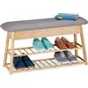Relaxdays Scarpiera da ingresso con panca Contenitore per calzature 120 kg 5,6 kg Bambù
