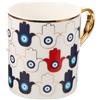 Vintage Beige Ceramic Evil Eye Mug Reusable Coffee Cup with Smooth Surface