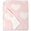Living Textiles Coperta in ciniglia con cuori rosa, reversibile, in morbido tessuto per il massimo comfort, per neonati, neonati, asilo nido, ragazza, copriletto, culla, passeggino, regalo, cuori rosa
