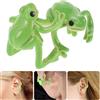 Cute Frog Ear Cuff Earrings for Women Non Piercing Light Green Zinc Alloy