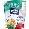 Milmil Dermo Sapone Liquido Igienizzante con Antibatterico Naturale, Fragranza Zenzero & Tè Verde, Formato Ricarica Busta, Sapone Mani, Viso e Corpo, Dermatologicamente Testato - 900 ML