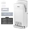 VEVOR Asciugamani Elettrico 2000W Verticale, Asciugamani Automatico Elettrico con Filtrazione HEPA, Asciugamani ad Aria Calda a Temperatura 43℃ per Asciugare le Mani Velocemente, Bianco