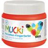 KREUL MUCKi 26303 - Pittura per dita per porcellana, rosso rosa, 150 ml | Colore luminoso a base d'acqua per bambini dai 2 anni in su, verniciabile con pennello, spugna e dita