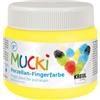 KREUL MUCKi 26302 - Pittura per dita per porcellana, giallo sole, 150 ml | Colore luminoso a base d'acqua per bambini dai 2 anni in su, verniciabile con pennello, spugna e dita