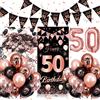 Auezona Palloncini 50 Anni Compleanno Donna, Decorazioni Oro Rosa e Nero