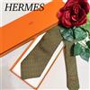 HERMÈS Cravatta collo HERMES nuova mai usata ferro di cavallo marrone 100% seta made...