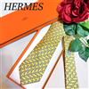 HERMÈS Cravatta collo HERMES nuova mai usata modello ferro di cavallo giallo 100% se...