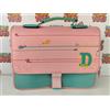 CARTELLA ZAINO SCUOLA DOLLY ANNI 80 ROSA CIANO AZZURRO VINTAGE NUOVA AEROPLANI