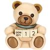 THUN, Mini Calendario Teddy Lui in Ceramica Decorata a Mano, Idea Regalo, 6.5 x 5.7 x 7.7 cm h