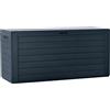 Baule Da Giardino 170/340L in Resina Effetto Legno Cassapanca Contenitore Estern