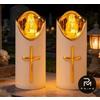 Dongcill Lumino Votivo LED Candela Tomba Dongcill Croce Dorata 5x12,5cm Impermeabile