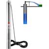 VEVOR Pompa Sommergibile per Pozzi Profondi, IP68 1100W 230 V 50 Hz, Massima Portata 7,1 m³/h Prevalenza 105 m, Cavo Elettrico 19,4 m, Pompa Acciaio Inox per Irrigazione Industriale Uso Domestico