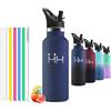 Mulbijeo Borraccia in acciaio inox 500 ML senza BPA, borraccia per bambini, borraccia termica doppia parete anti‑perdita, bottiglia d'acqua con cannuccia, acciaio inox 18/8